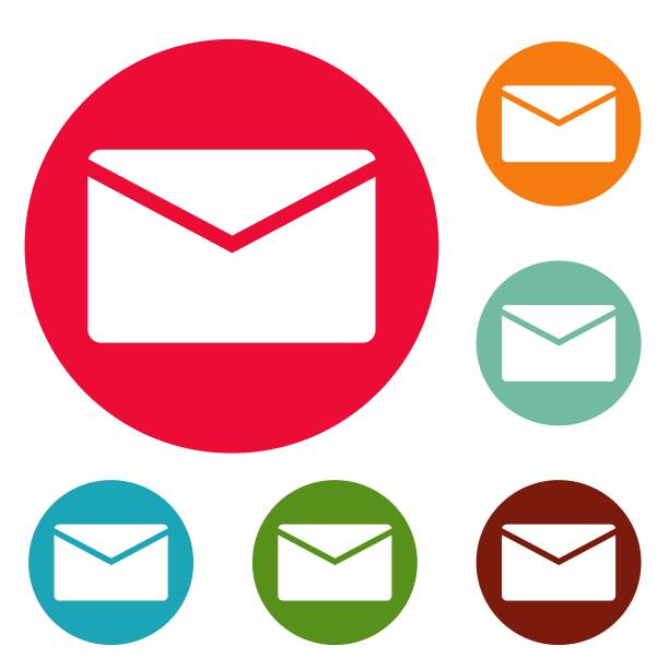 邮件图标圆设置矢量图片下载