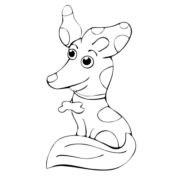 有趣的小狗坐在白色的背景，矢量着色书图片下载