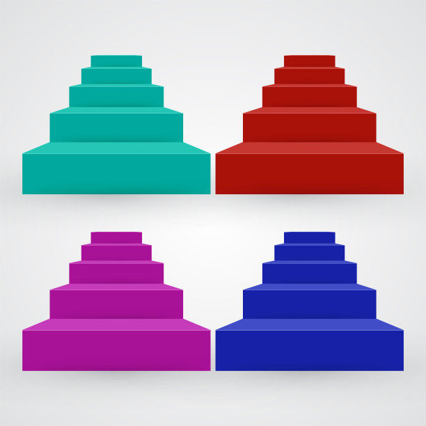 地毯楼梯台阶矢量素材：名望、名人象征，领奖台图标，成功进步概念（白色背景）图片下载