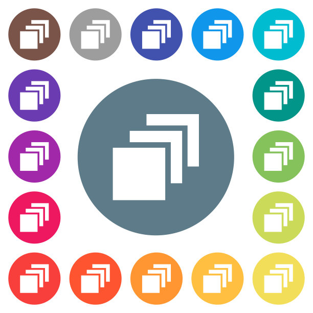 多个画布平坦的白色图标上的圆形背景图片下载