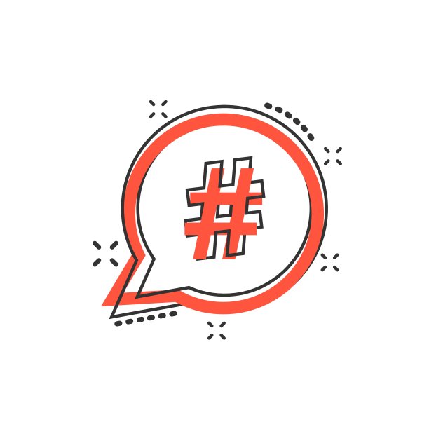 矢量卡通标签图标在漫画风格。社交媒体营销概念插图象形图。Hashtag网创业飞溅效应概念。图片下载
