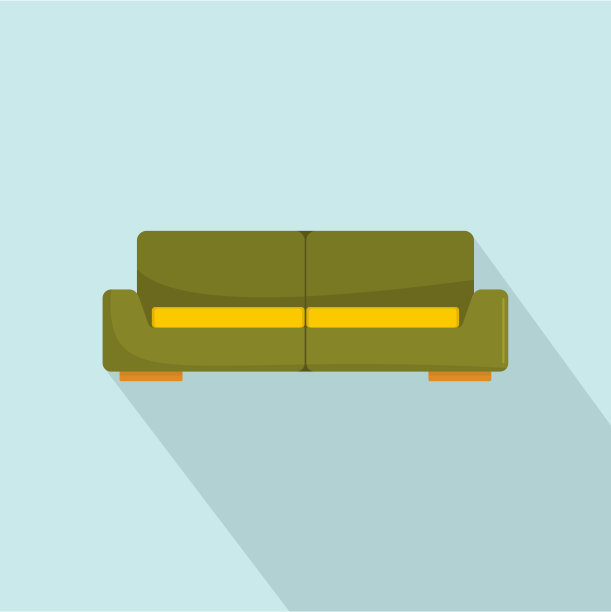 绿色现代沙发图标，扁平风格图片下载