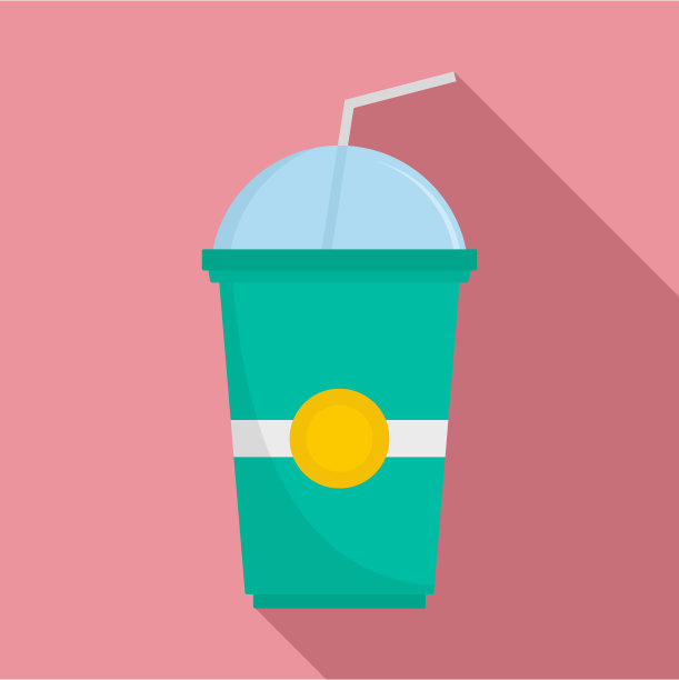 绿色猕猴桃冰沙图标，扁平化风格图片下载