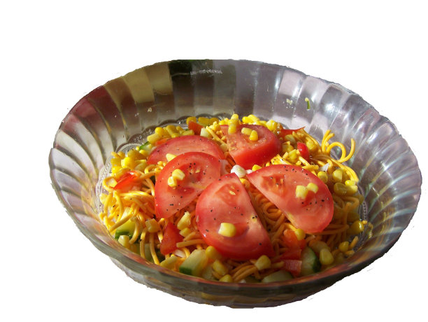 蔬菜面沙拉碗-孤立图片下载