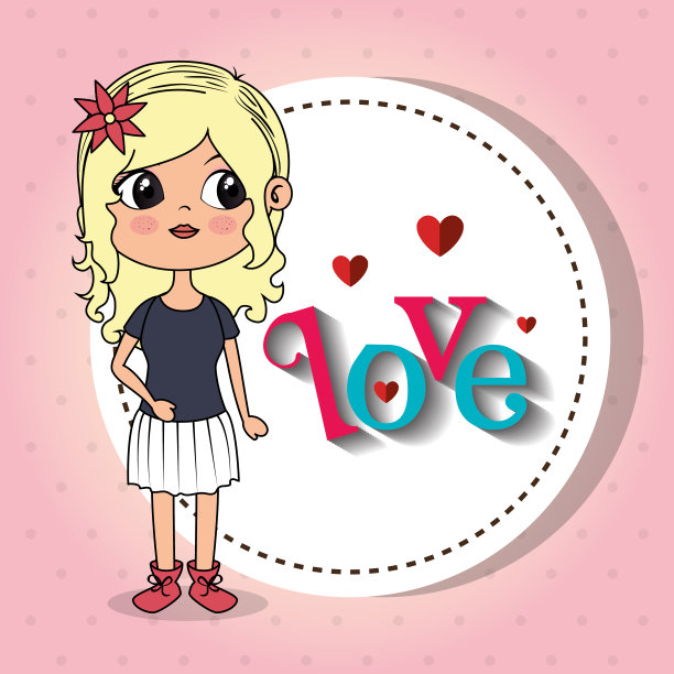 美丽的女孩与爱框卡哇伊的性格图片下载