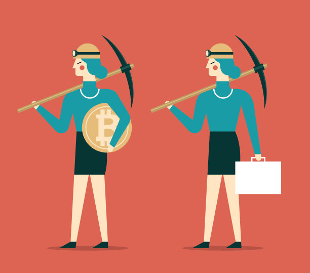 商业女人-比特币挖矿概念图片下载