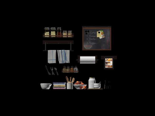 厨房用具的3d渲染图片下载