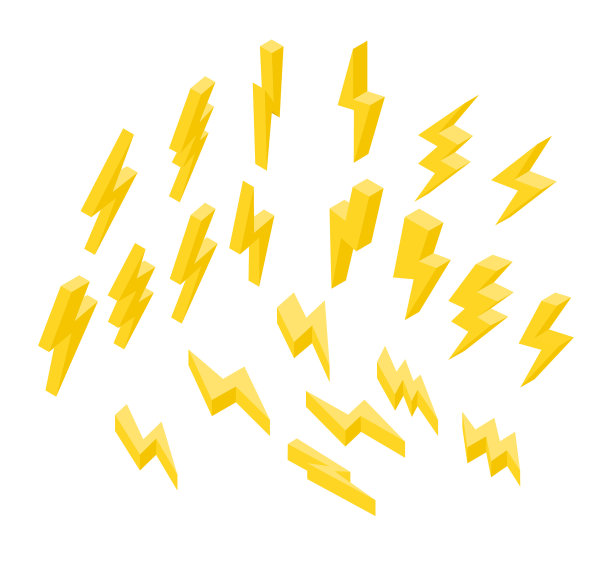白色背景上的闪电。等距三维图片下载
