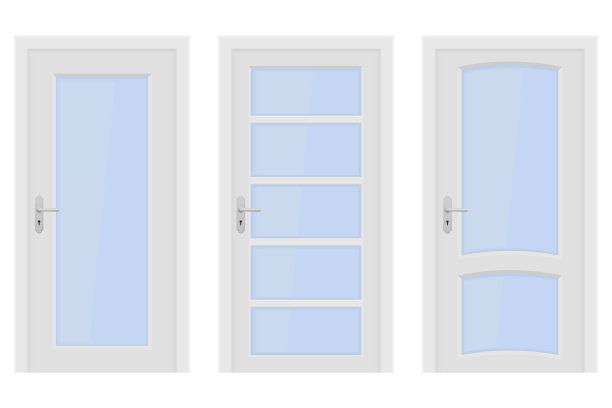 白色的门。室内设计采用玻璃元素图片下载