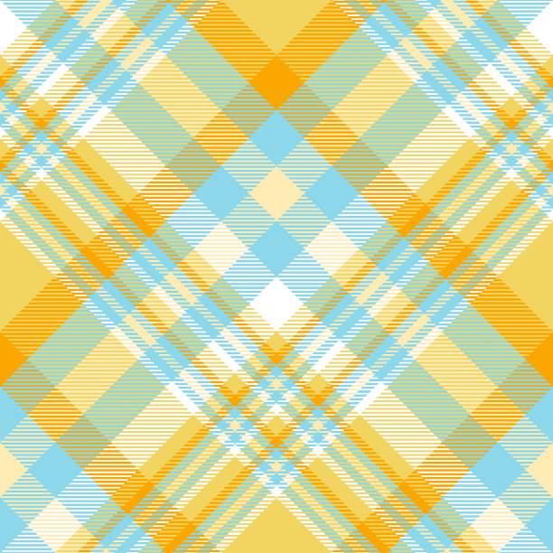 马德拉斯格子图案在橙色，黄色，蓝色和白色阴影图片下载
