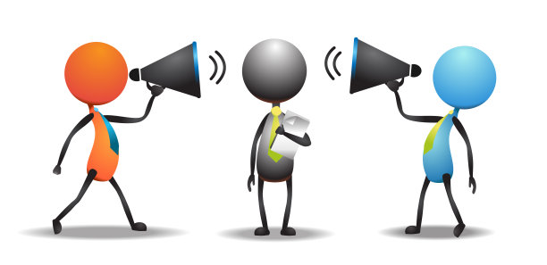 愤怒的同事们用扩音器说话图片下载