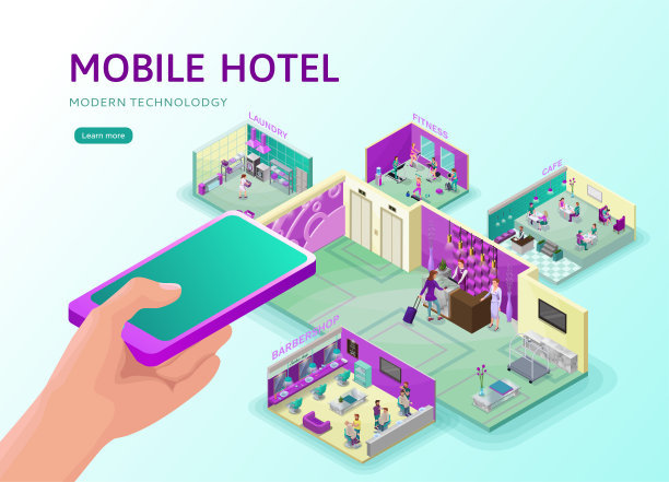 酒店旅游在线概念，登陆页面模板，移动书图片下载