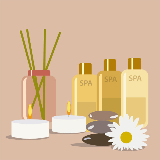 SPA静物。香薰蜡烛和霜油产品图片下载