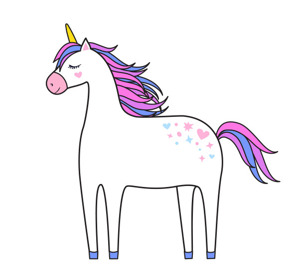 魔法可爱的白色独角兽在白色的背景。卡通风格的漂亮的独角兽为孩子的东西，海报，卡片等。图片下载
