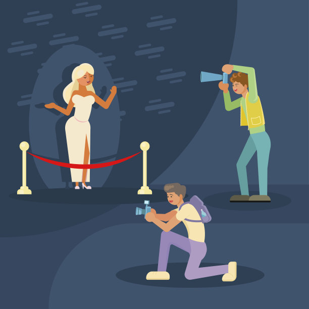 矢量平面插图的狗仔队拍照图片下载