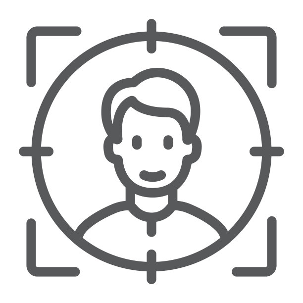 人脸识别线图标，人脸识别和人脸识别，人脸扫描标志，矢量图形，白色背景上的线性图案，eps 10。图片下载