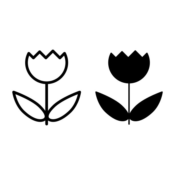 郁金香花蕾线和字形图标。单郁金香矢量插图孤立在白色。花轮廓风格设计，专为网页和应用设计。Eps 10。图片下载