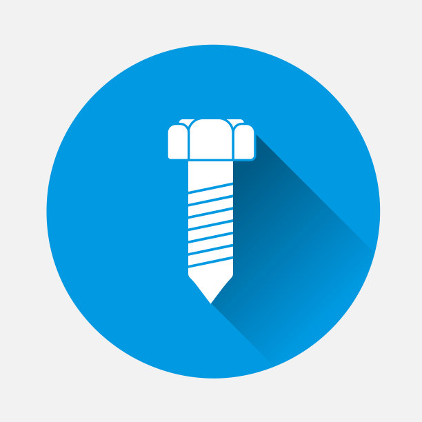 矢量图像螺栓。在蓝色的背景上。平面图像螺栓与长影子。图片下载