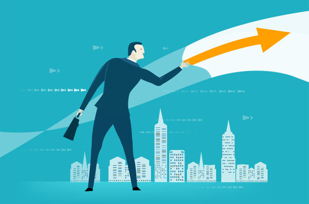商人向右滑动，为城市和商业做决定。控制，支持和咨询的想法图片下载
