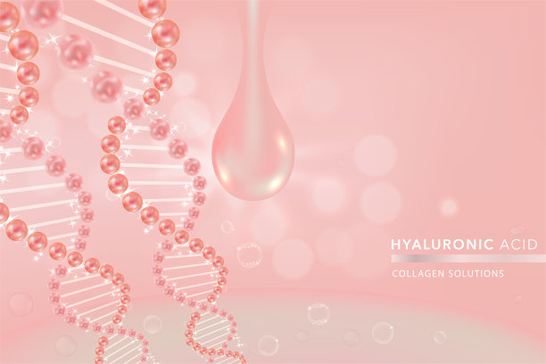 粉色胶原蛋白滴液，化妆品广告背景即用，奢侈护肤广告图片下载