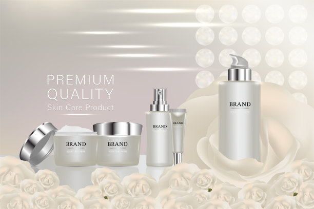 美容产品，白色化妆品容器与广告背景准备使用，豪华皮肤护理广告。图片下载
