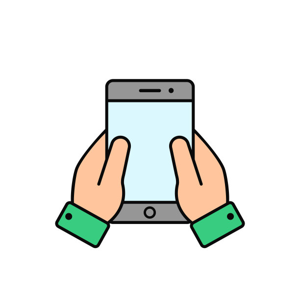 手机在手中的图标，矢量彩色插图图片下载