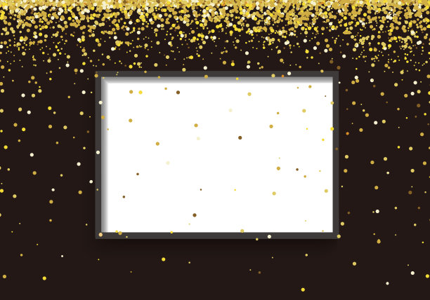 黑色框架上落下金色闪光的背景图片下载