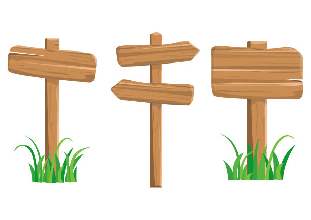 卡通彩色木制路标。矢量图图片下载
