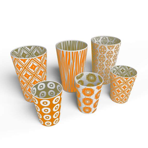 装饰杯设置与几何图案图片下载