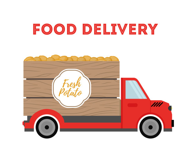 载体食品运输-运送园艺产品-马铃薯。汽车,卡车图片下载