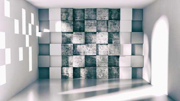 现代墙板混凝土立方体图片下载