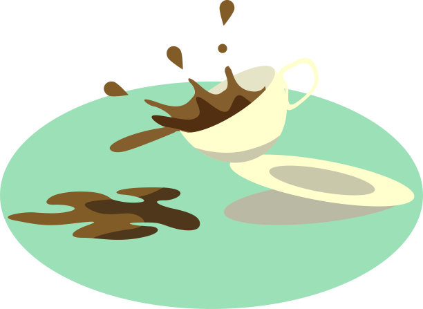 一杯颜色柔和的咖啡。咖啡的飞溅和掉落，表面上的水坑。印刷、商标。矢量图图片下载