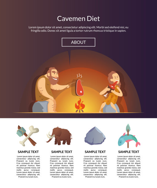 石器时代家庭。矢量卡通穴居人模板插图图片下载