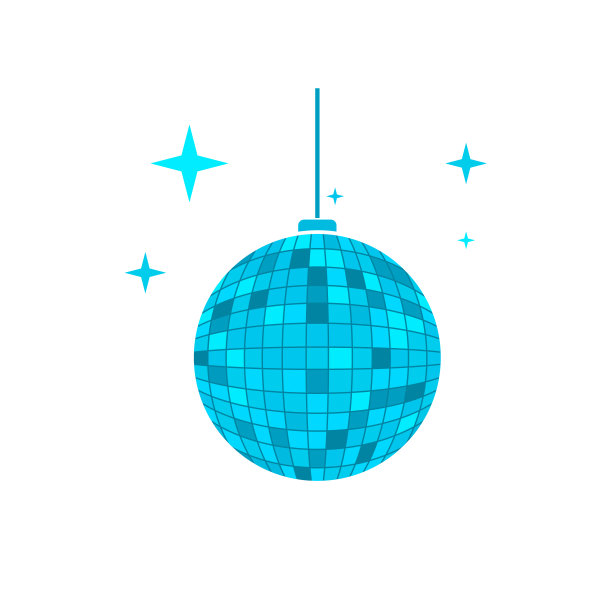 迪斯科球图标在平面风格孤立的白色背景图片下载