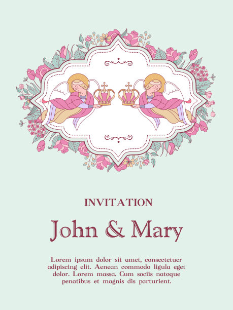 快乐的婚礼。矢量插图。婚礼仪式。婚礼在教堂。结婚卡，结婚请柬。图片下载