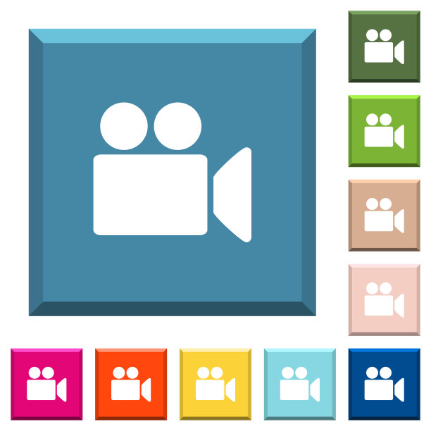 摄像机白色图标上的边缘方形按钮图片下载