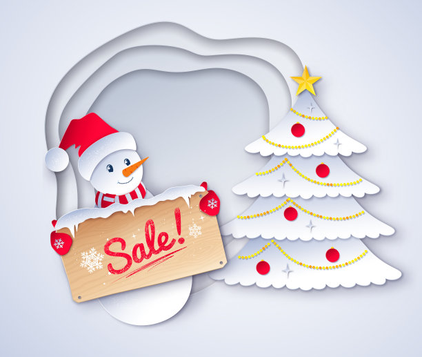 圣诞特卖雪人矢量插图图片下载