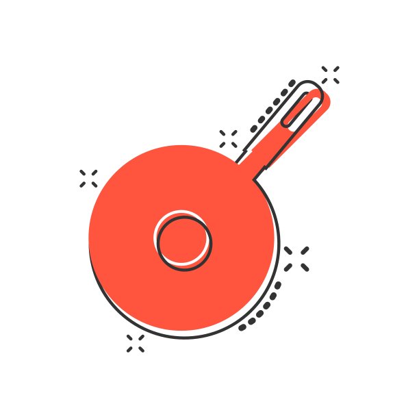 矢量卡通煎锅图标在漫画风格。烹饪锅概念插图象形图。炒锅厨房设备企业喷溅效果理念。图片下载
