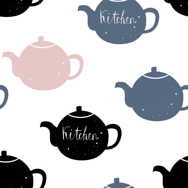 矢量无缝模式在斯堪的纳维亚风格。水壶。极简主义。卡通印刷、海报图片下载