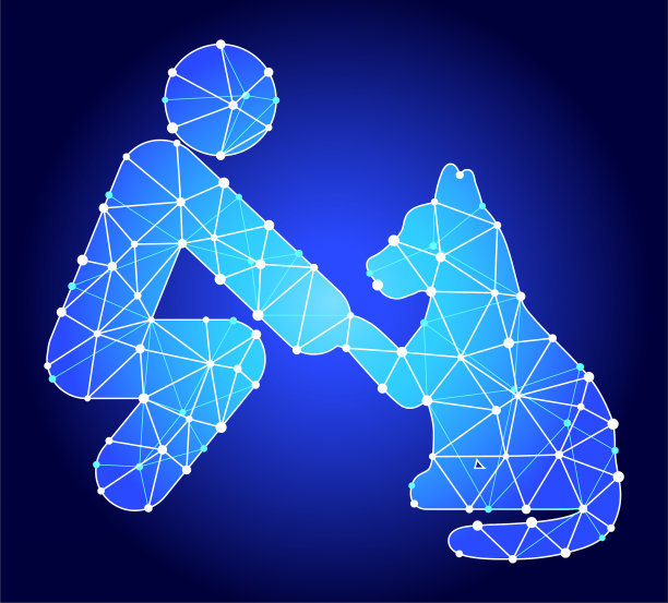 宠物友谊蓝色三角形节点向量模式图片下载