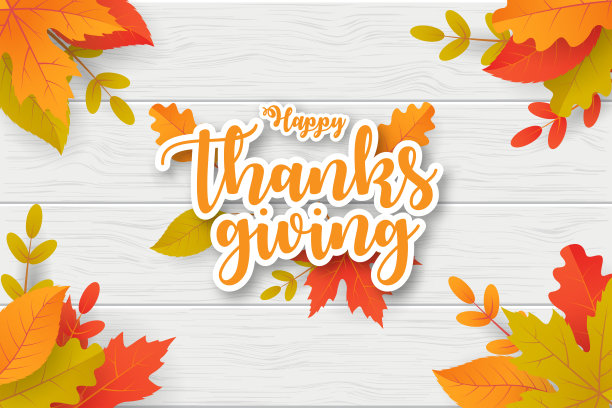 快乐的感恩节背景与树叶。可用于海报，横幅，传单，邀请，网站或贺卡。图片下载
