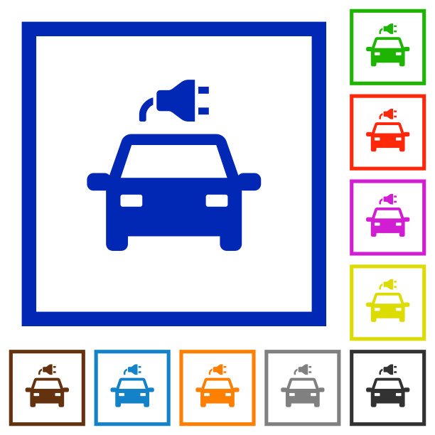 电动汽车连接器扁平框架图标图片下载