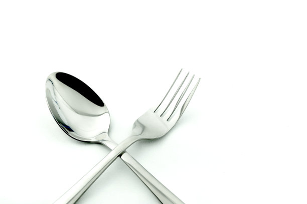 勺子和叉子孤立在白色背景上图片下载