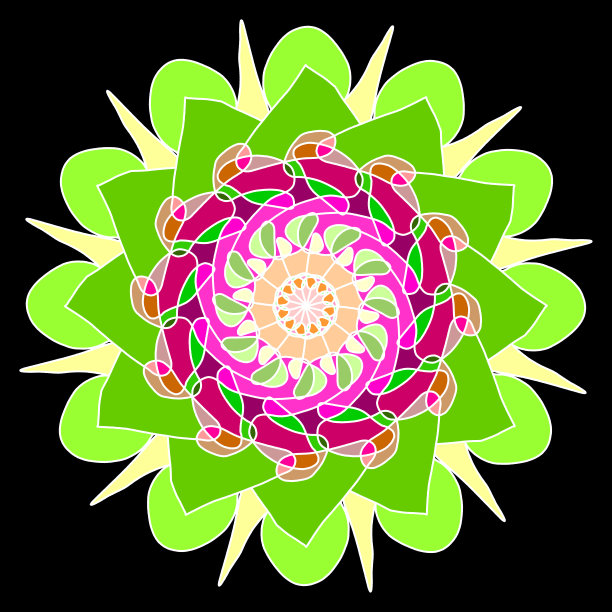 黑色背景上孤立的彩色曼陀罗图片下载