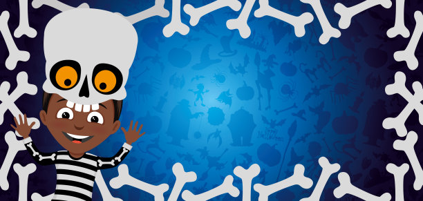 万圣节横幅上有僵尸和骨头。图片下载