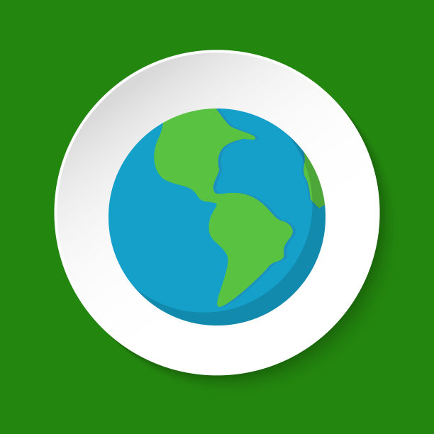 行星地球图标在圆形按钮的平面风格图片下载