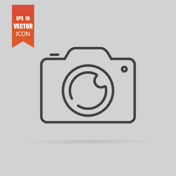 在灰色背景上孤立的平面风格的相机图标。图片下载