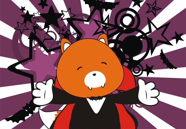 可爱的狐狸德古拉服装万圣节背景图片下载