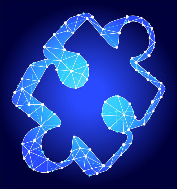 拼图蓝色三角形节点向量模式图片下载