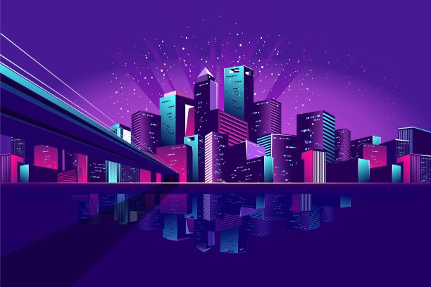 霓虹的城市桥梁图片下载